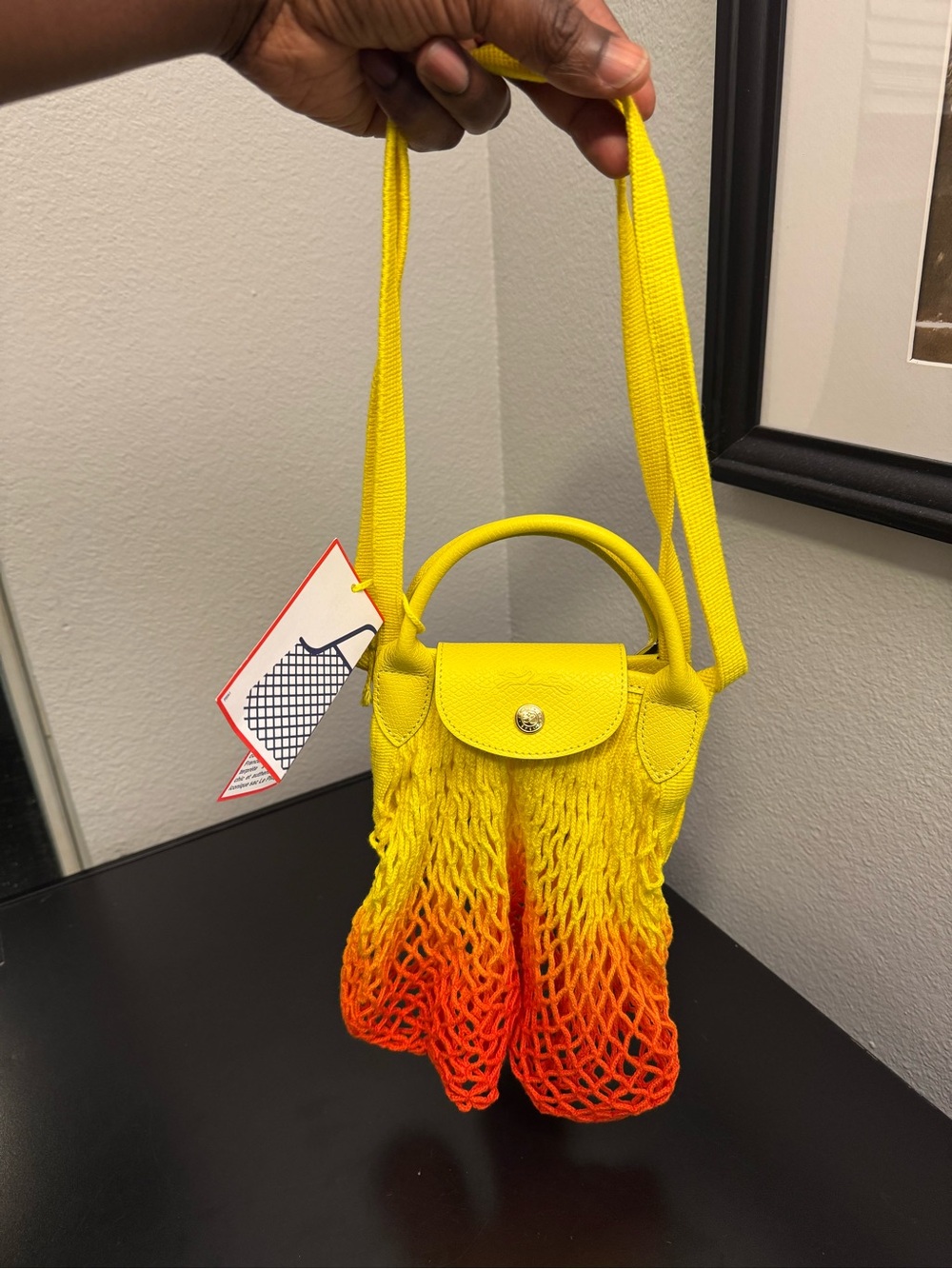 Longchamp Le Pliage Filet Dip Dye Knit Shoulder Bag - Picture 2 of 9